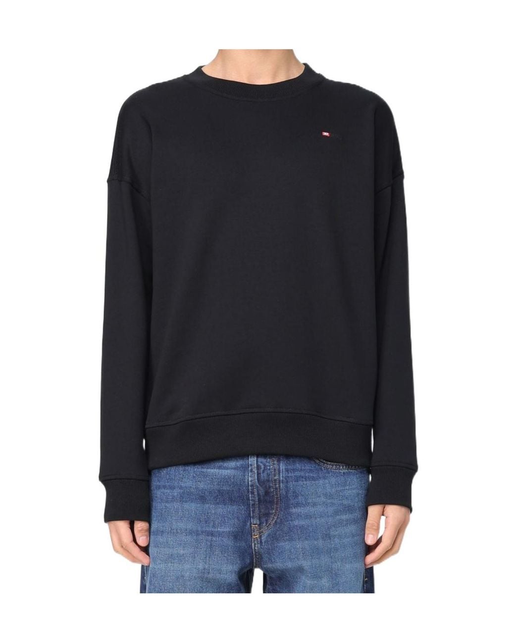 DIESEL Blue Logo Embroidered Crewneck Sweatshirt for men