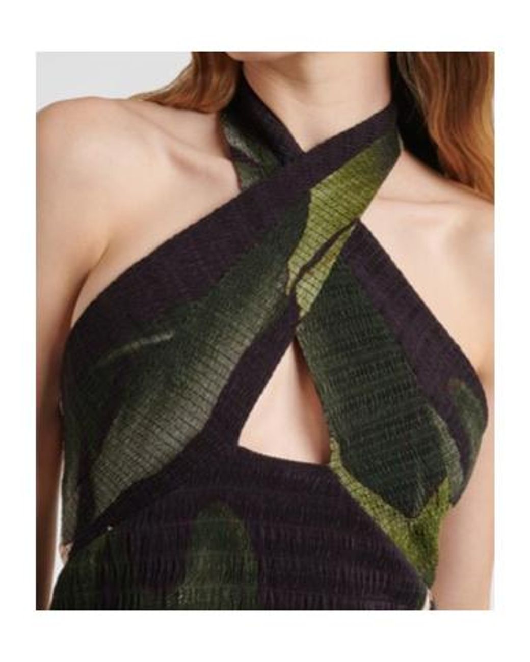 Johanna Ortiz Green Printed Halterneck Maxi Dress