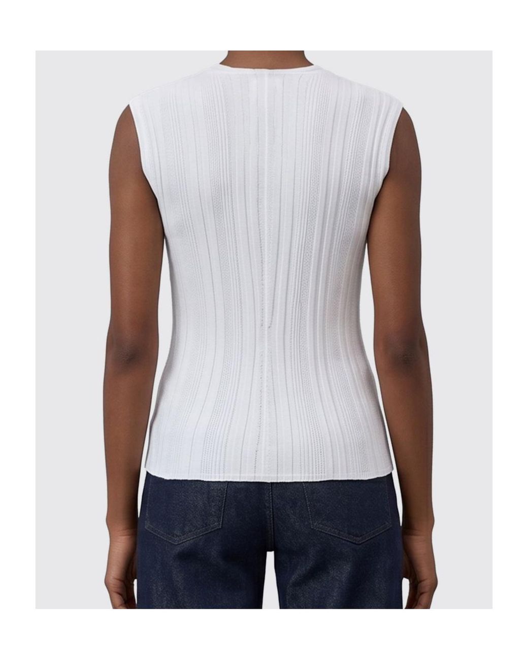 Closed White Ribbed-Knit V-Neck Sweater