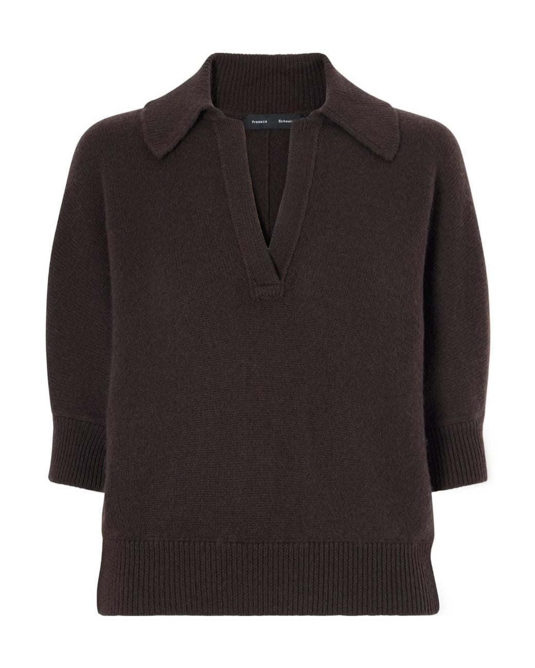 Proenza Schouler Black Vella Cashmere Polo Collar Sweater