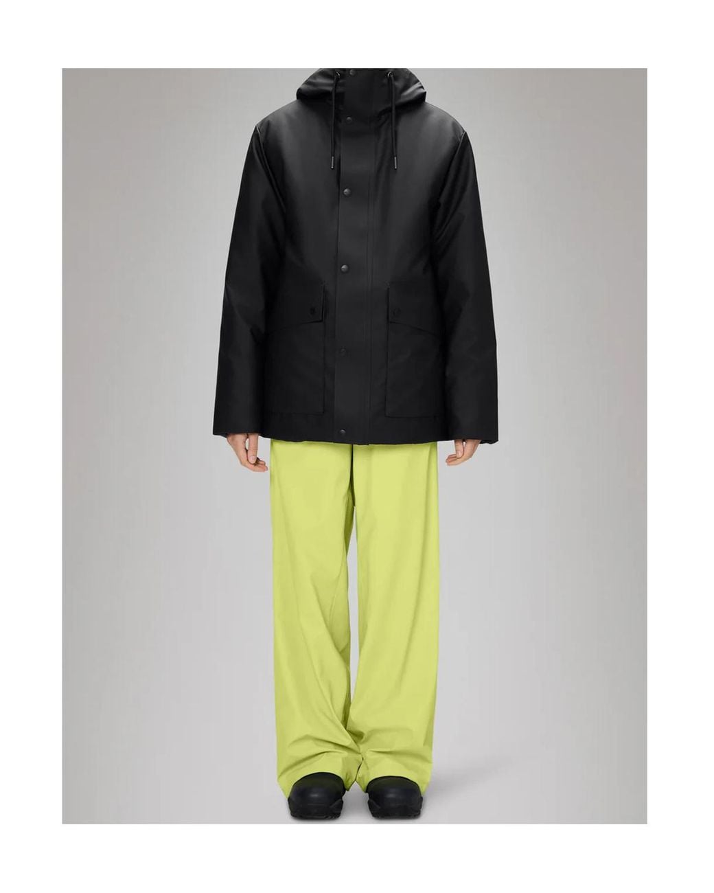 Rains Black Hooded Long-Sleeved Cotton Jacket for men
