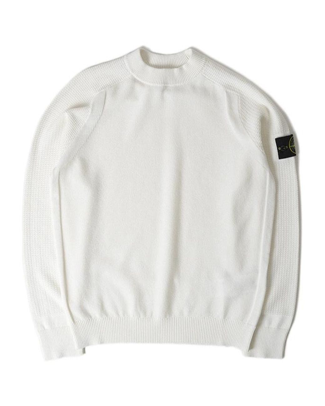 Stone Island White Logo Patch Knitted Jumper for men