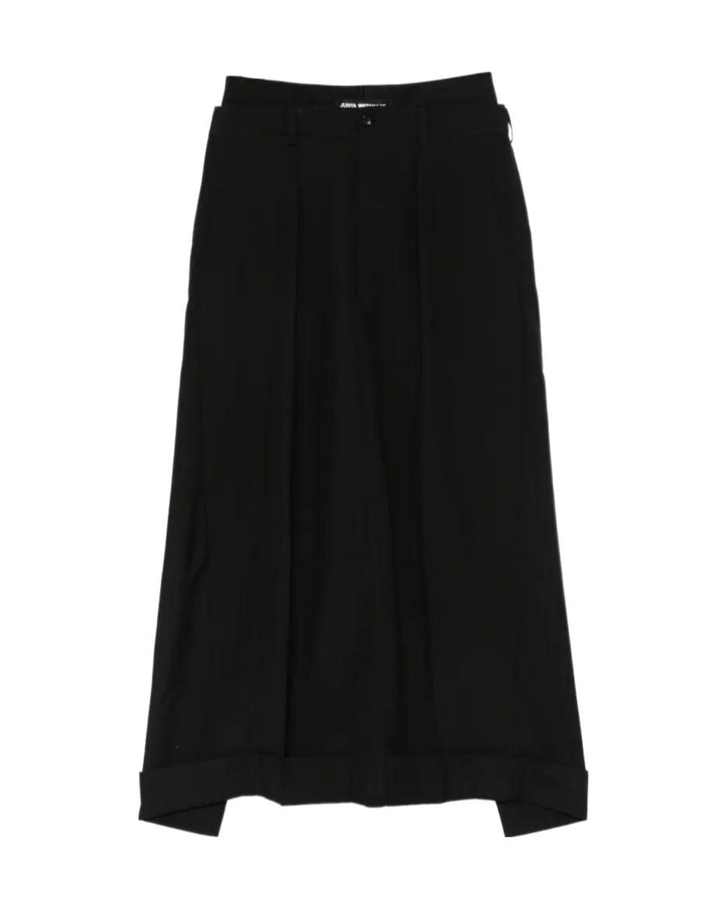 Junya Watanabe Black Double-Waistband Pleated Midi Skirt