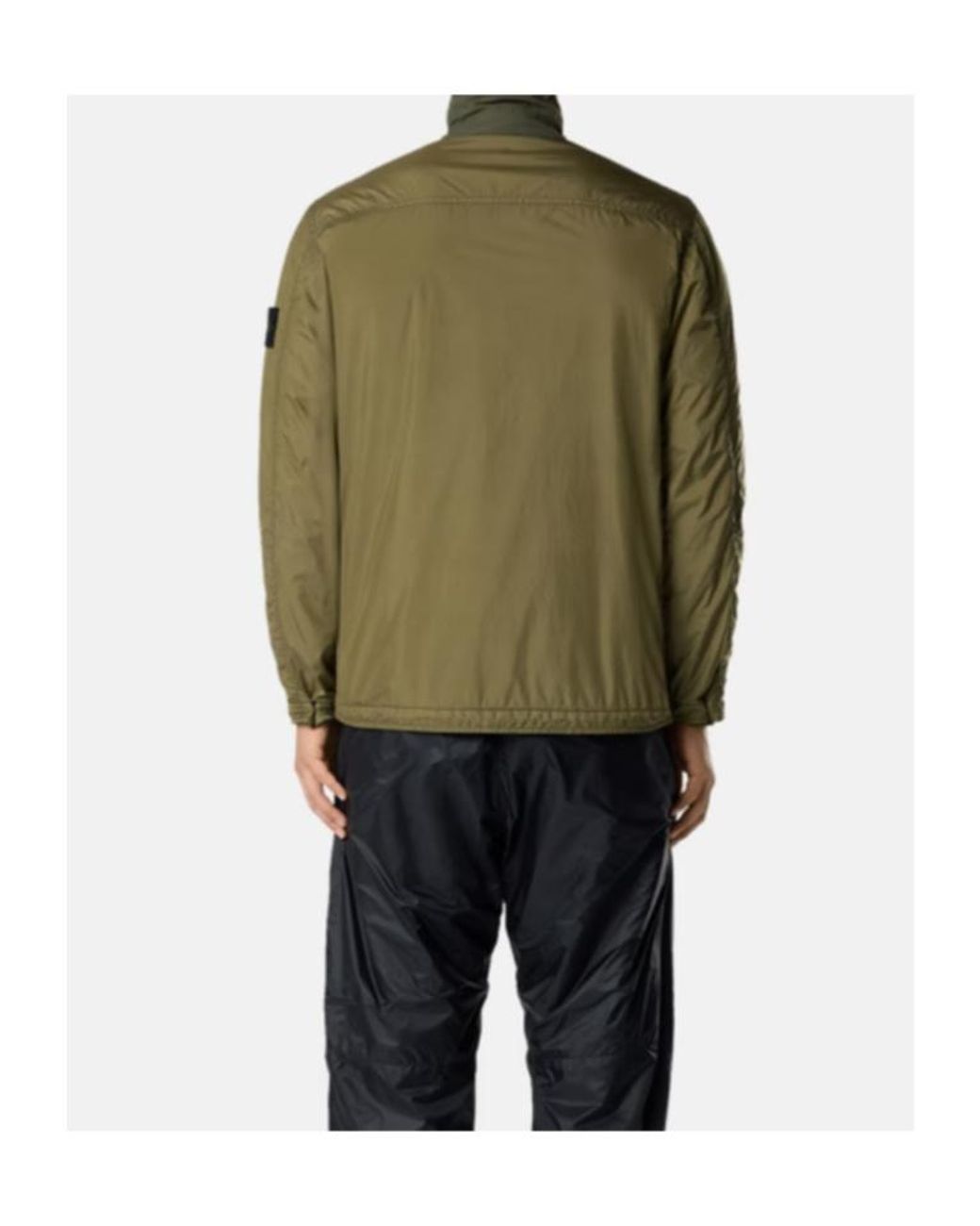 Stone Island Green Logo Patch Buttoned Jacket for men