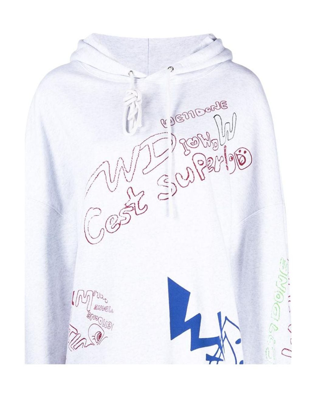 we11done White Graffiti Print Hoodie for men