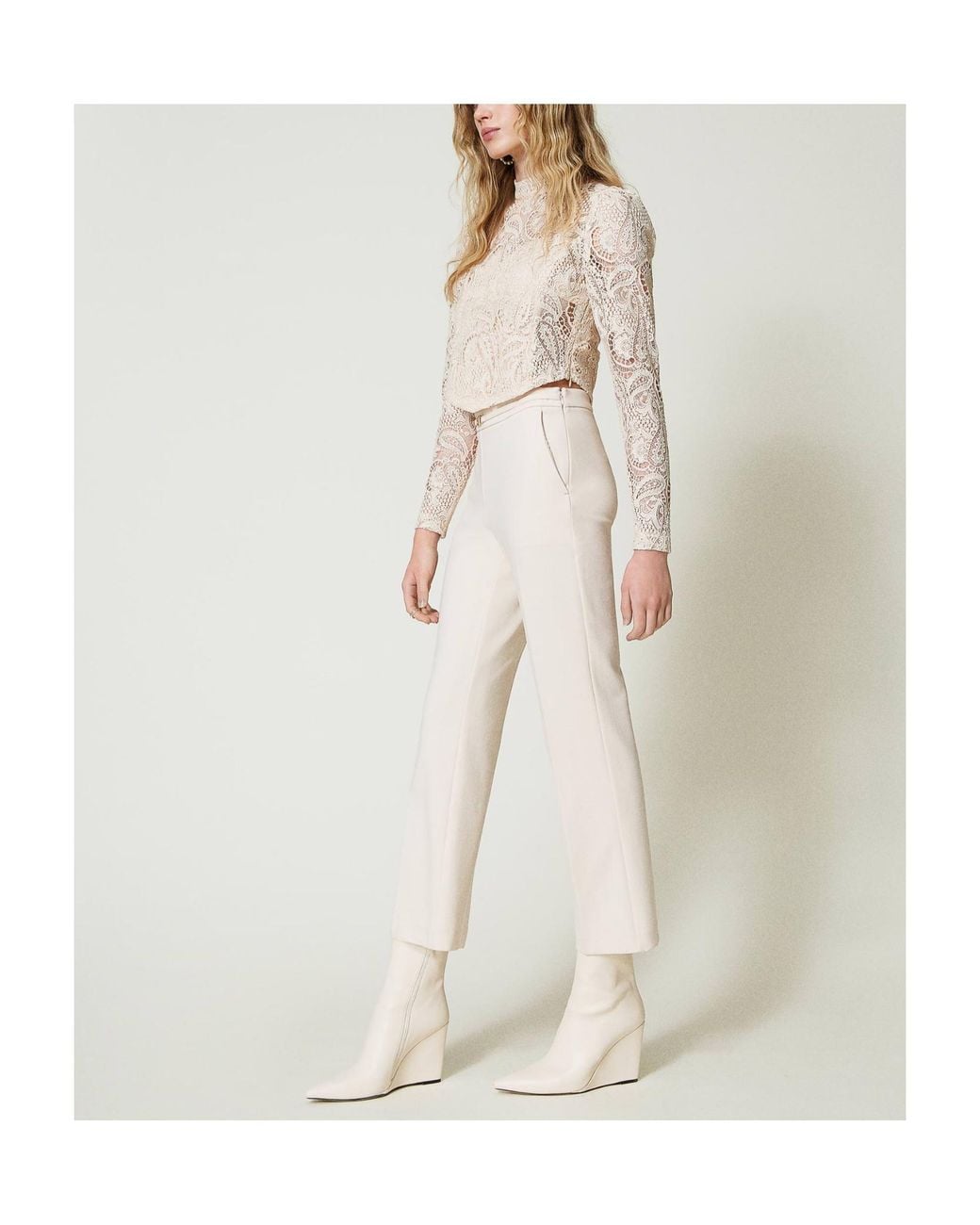Twinset Natural Oval T Waist Strap Trousers