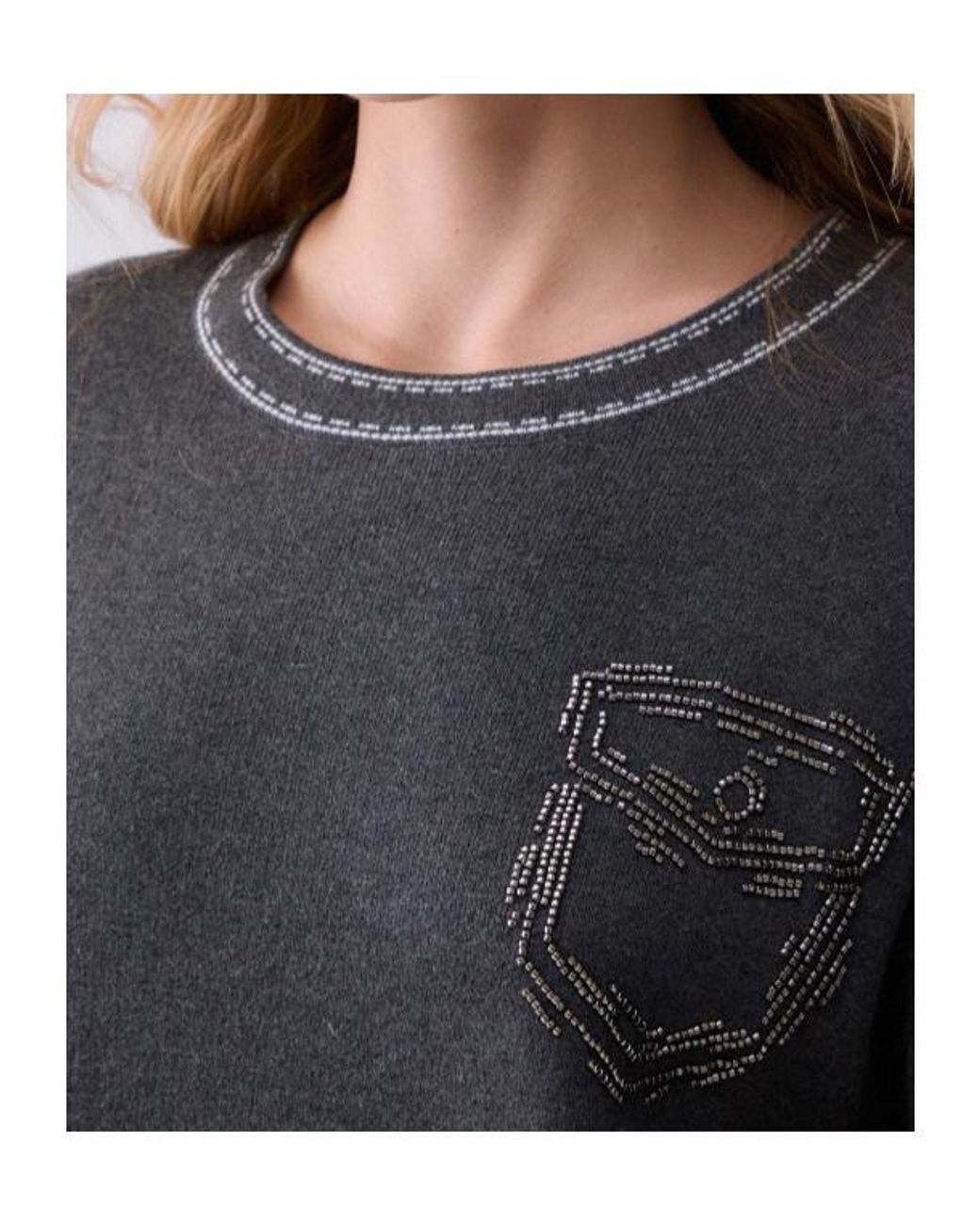 Liu Jo Gray Sweater With Stitching