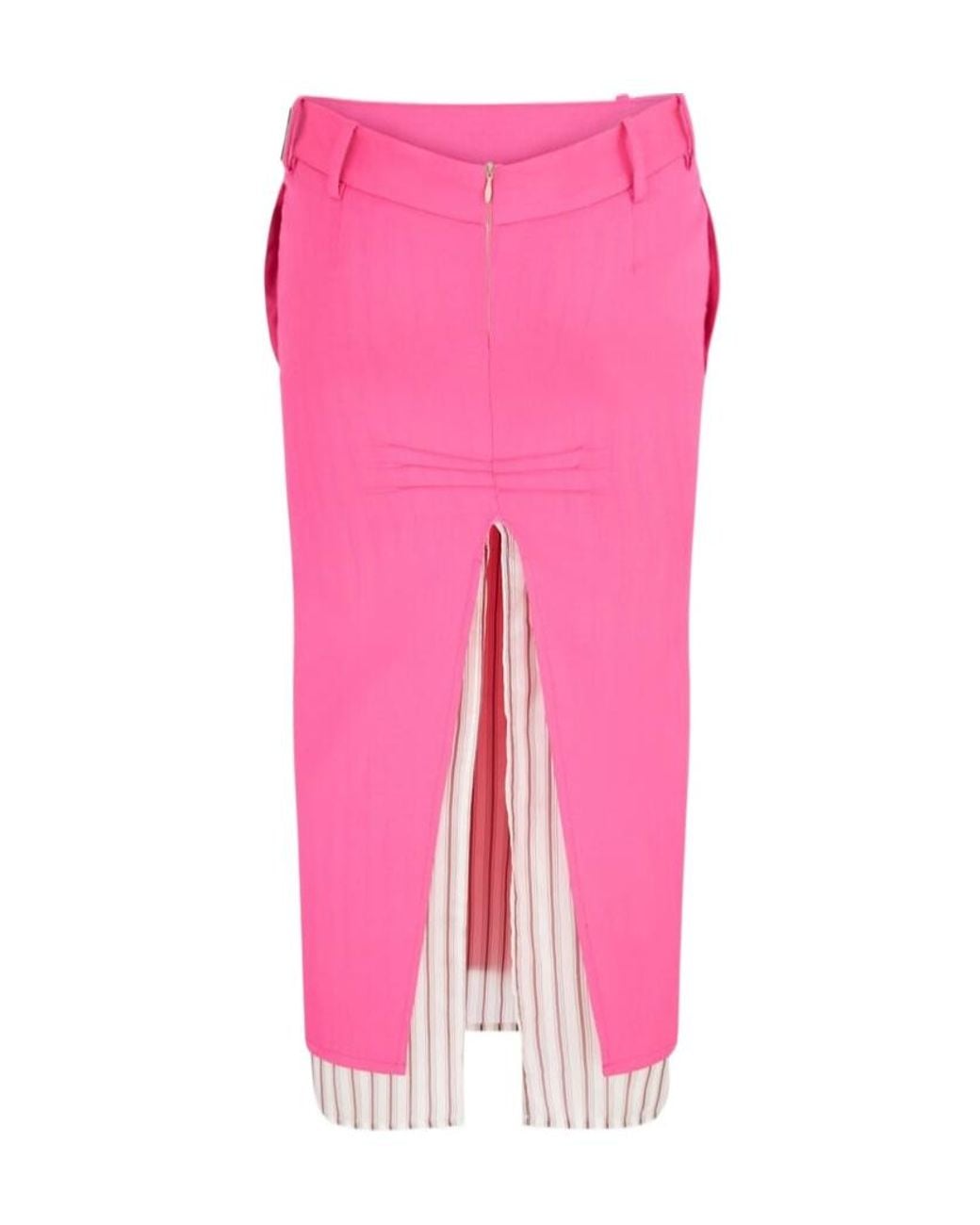 The Attico Pink The Striped-Hem Midi Skirt