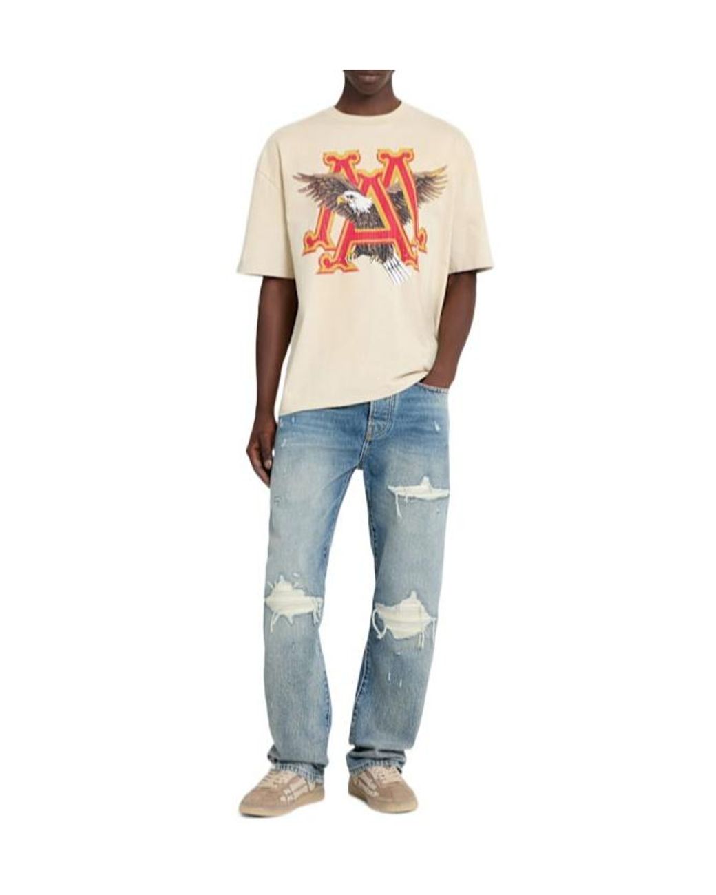 Amiri Blue Suede Straight Mx1 Jeans for men