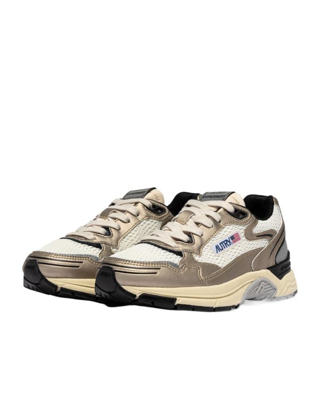 Autry White Logo Patch Lace-Up Sneakers