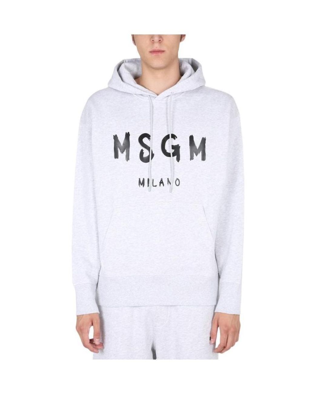 MSGM White Logo Print Hoodie for men