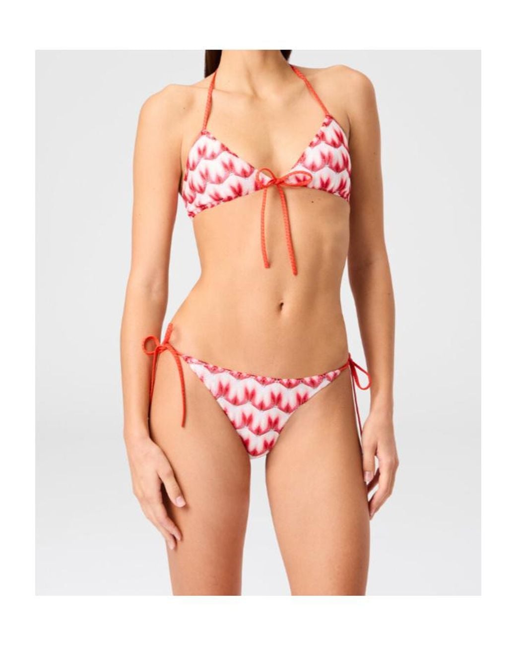 Missoni Red Lace-Knit Triangle Bikini