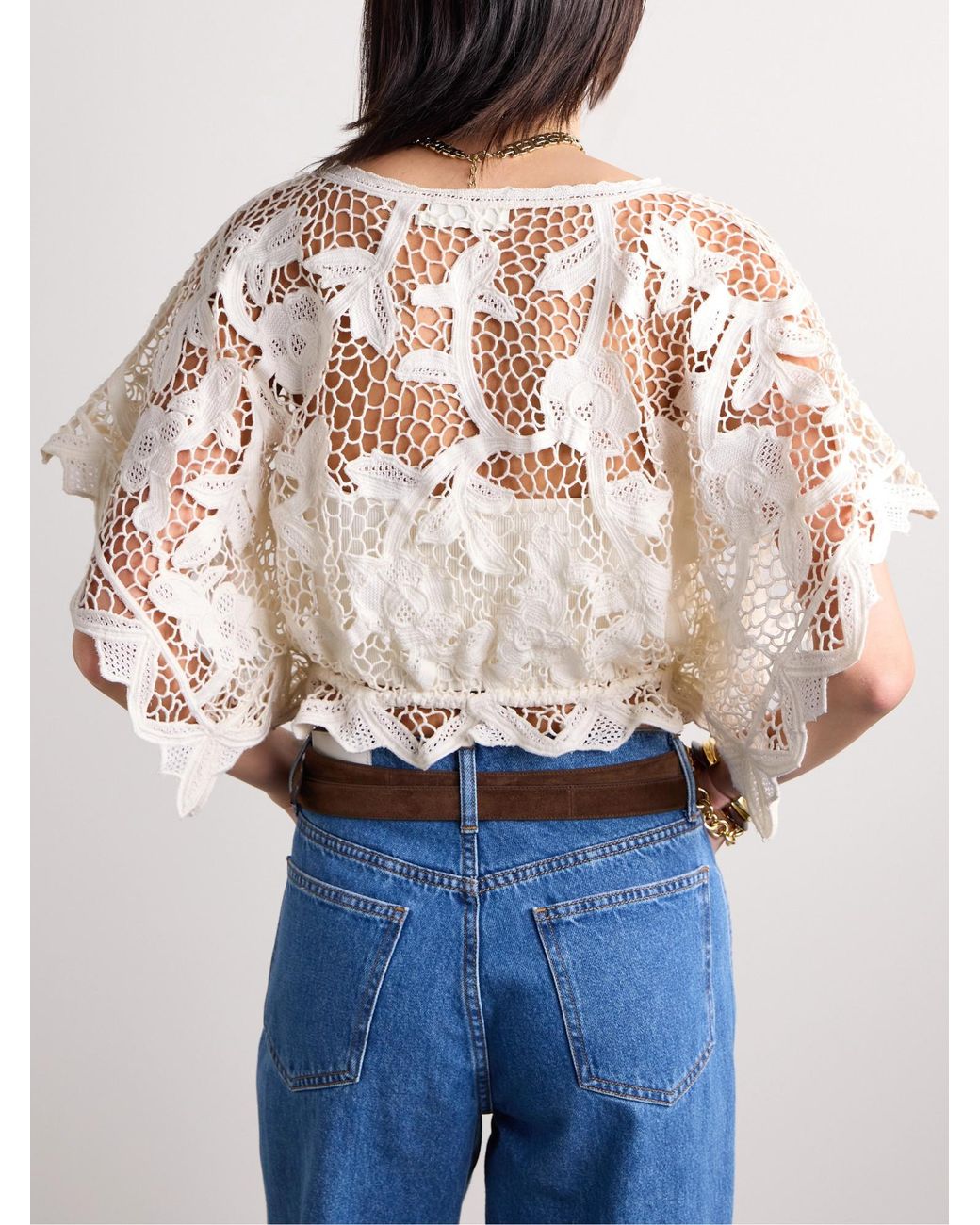 Zimmermann White Lace Crop Top