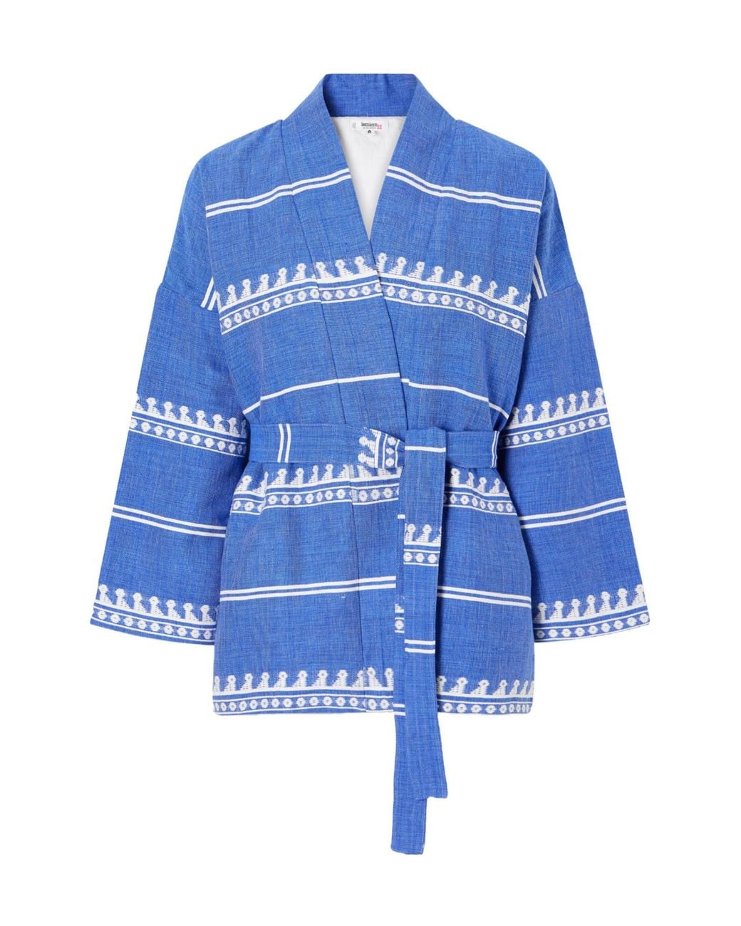Lemlem Blue Tie-Detailed Cotton-Gauze Jacket