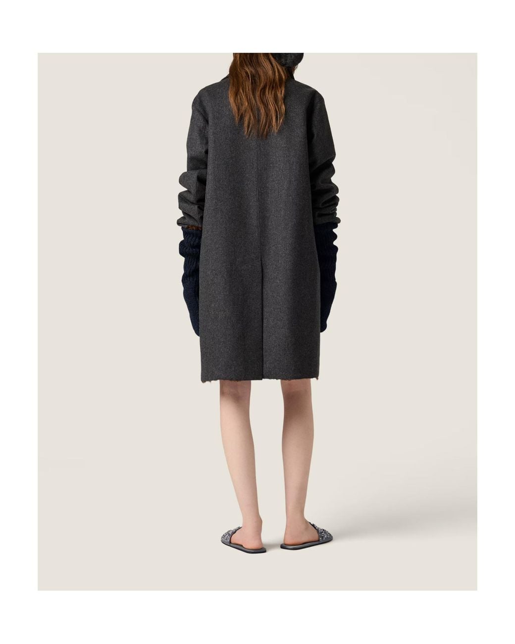 Miu Miu Black Reversible Wool And Chekiang Coat