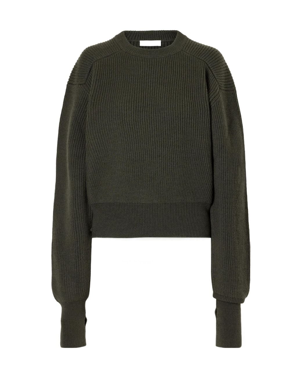 Rier Green Ribbed Virgin Wool Sweater