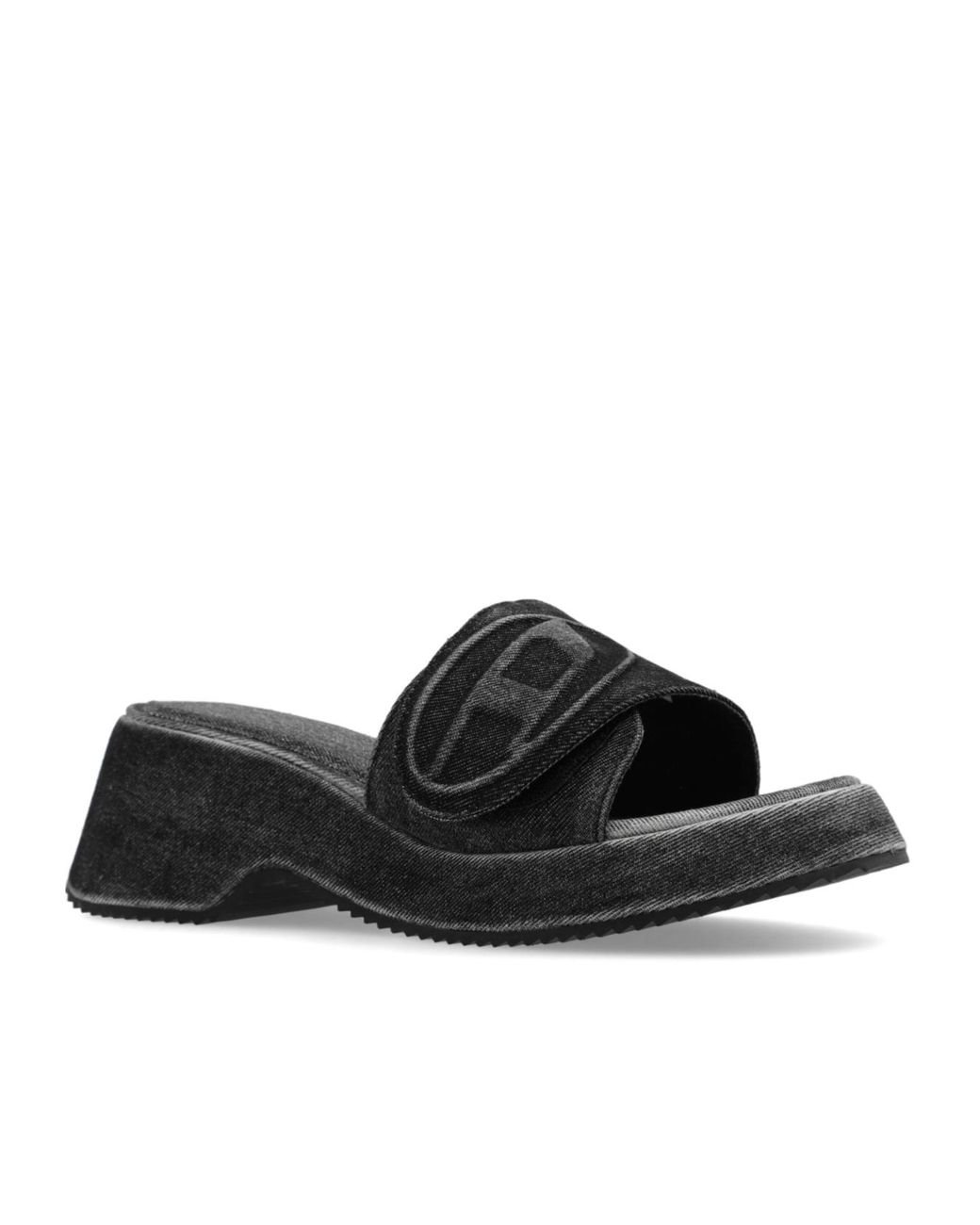 DIESEL Sa-Oval D Pf W Denim Sandals in Black | Lyst