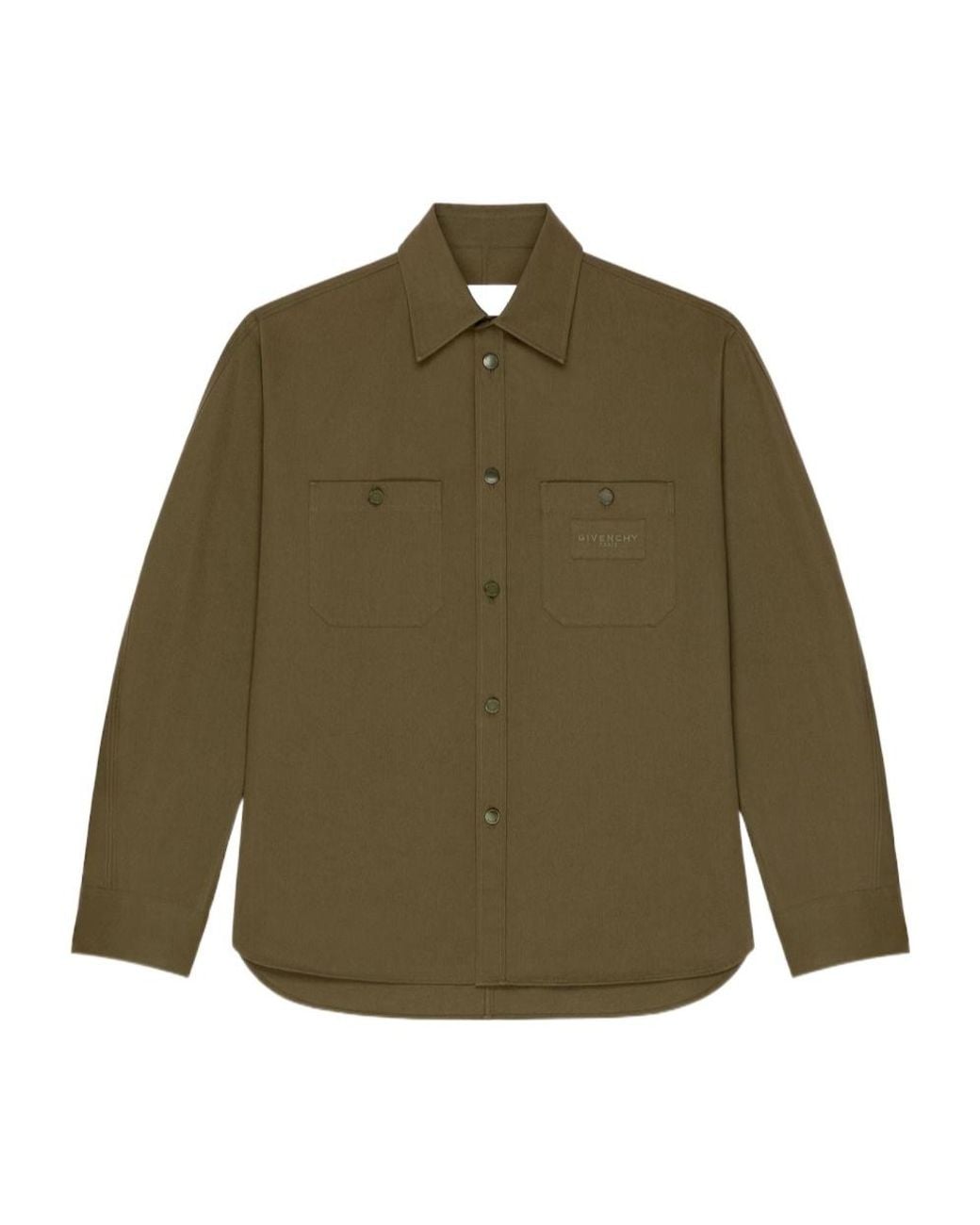 Givenchy Green Couture Seam Long-Sleeved Overshirt for men