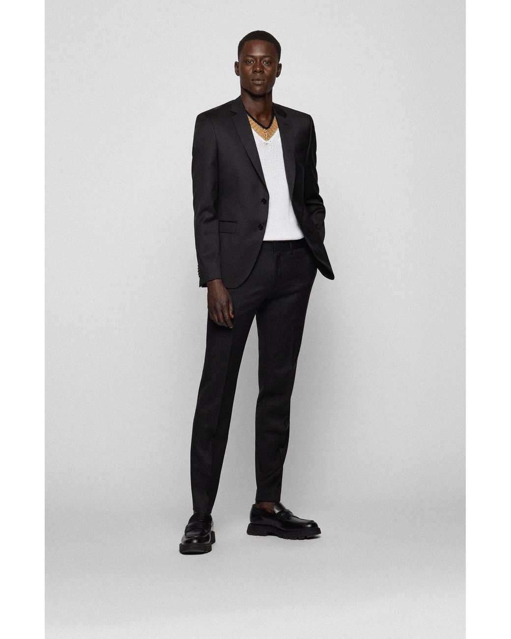 Boss Black Virgin-Wool Single-Breasted Blazer for men