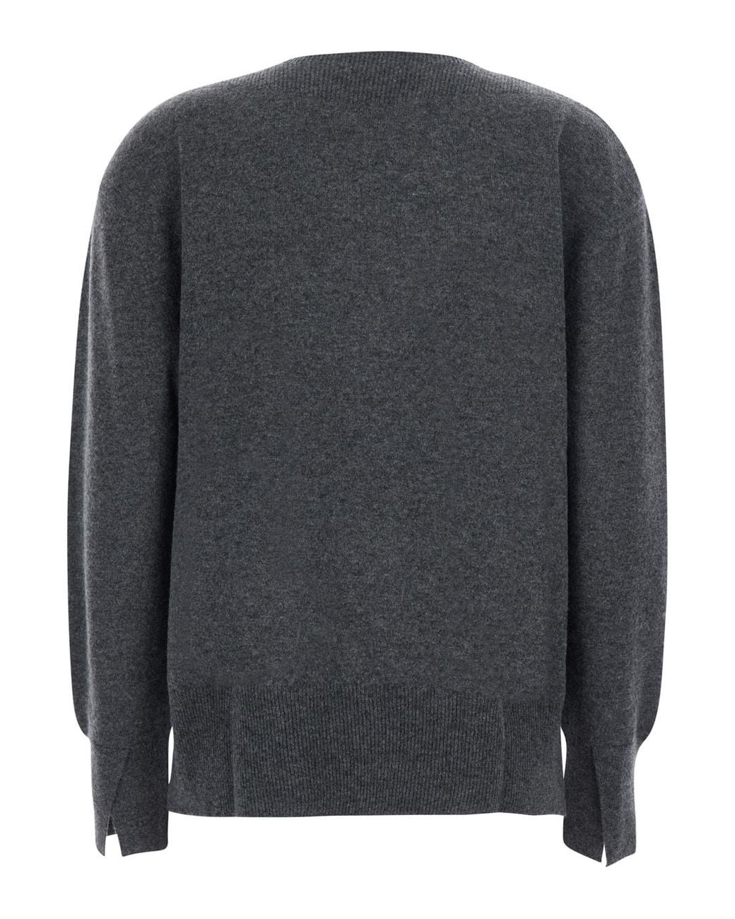 Semicouture Gray Semi Couture Cashmere V-Neck Knitted Sweater