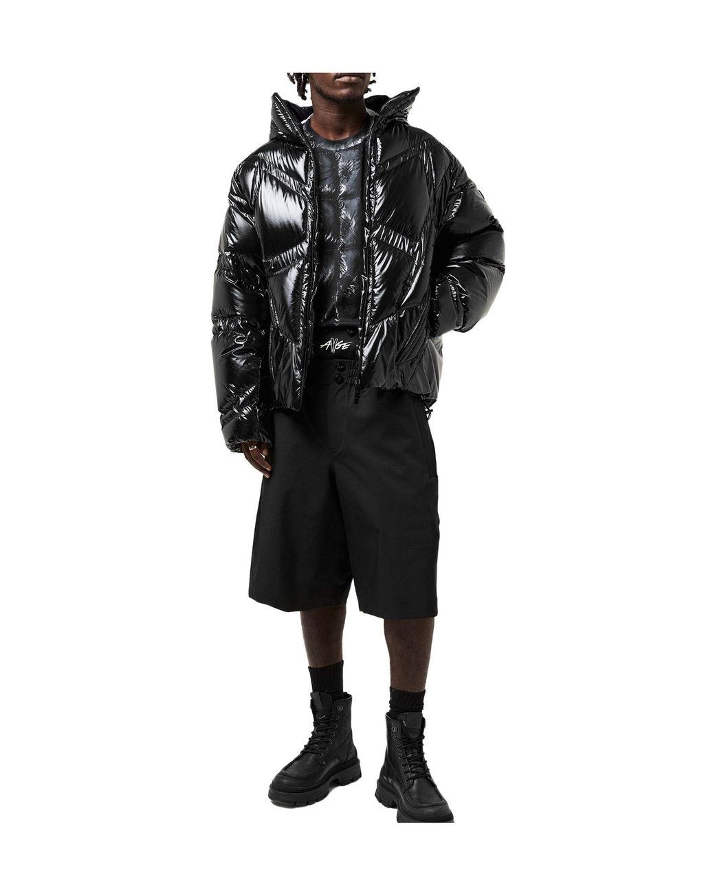 Moncler Black Bahianinha Hip Length Long Sleeve Short Puffer Jacket for men