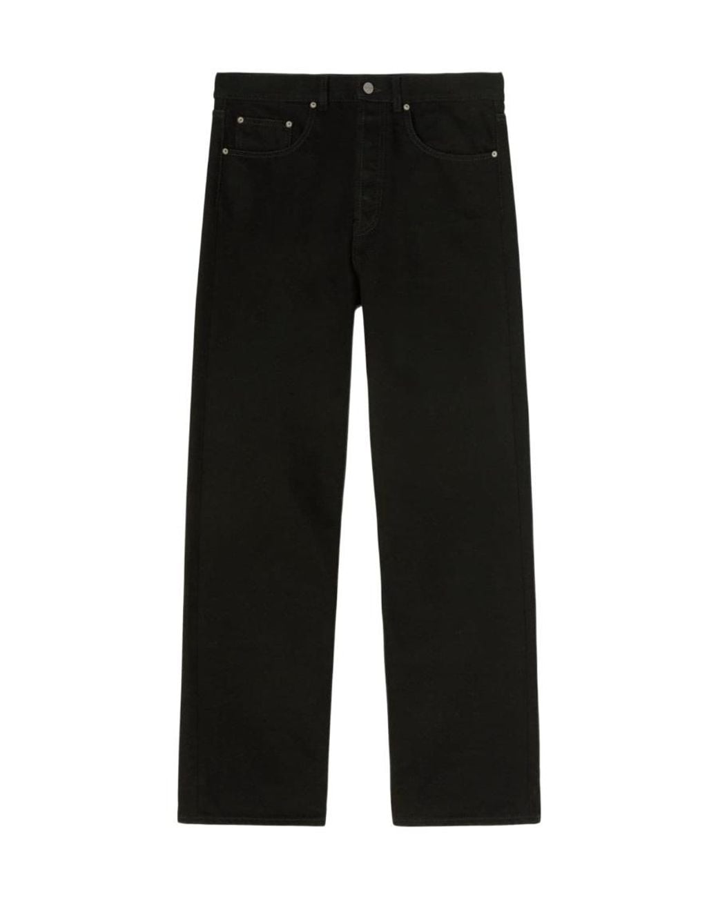 Palm Angels Black Logo Embroidered Straight Leg Jeans for men