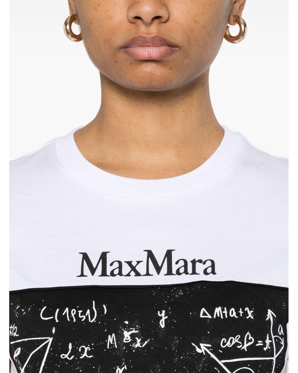 Max Mara Black Colibri Cotton T Shirt With Front Print