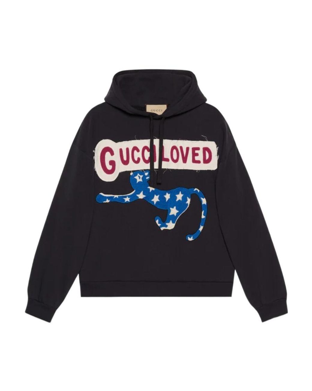 Gucci Blue Logo-Print Embroidered Hoodie for men