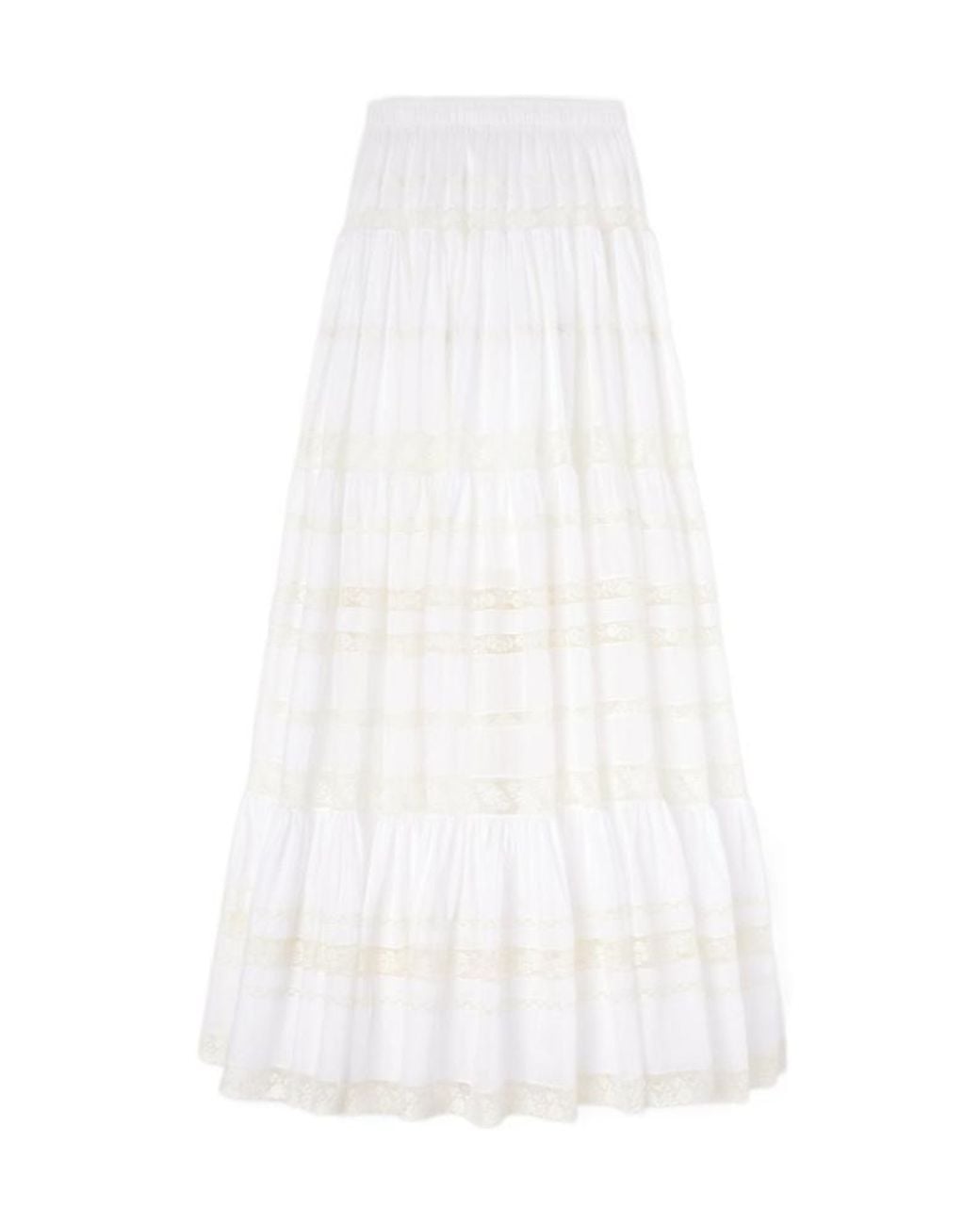 Ermanno Scervino White Elasticated Waistband Laced Skirt