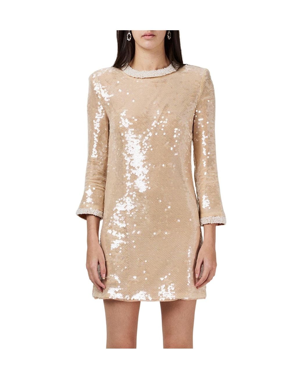 Self-Portrait Natural Pearl Sequined Mini Dress