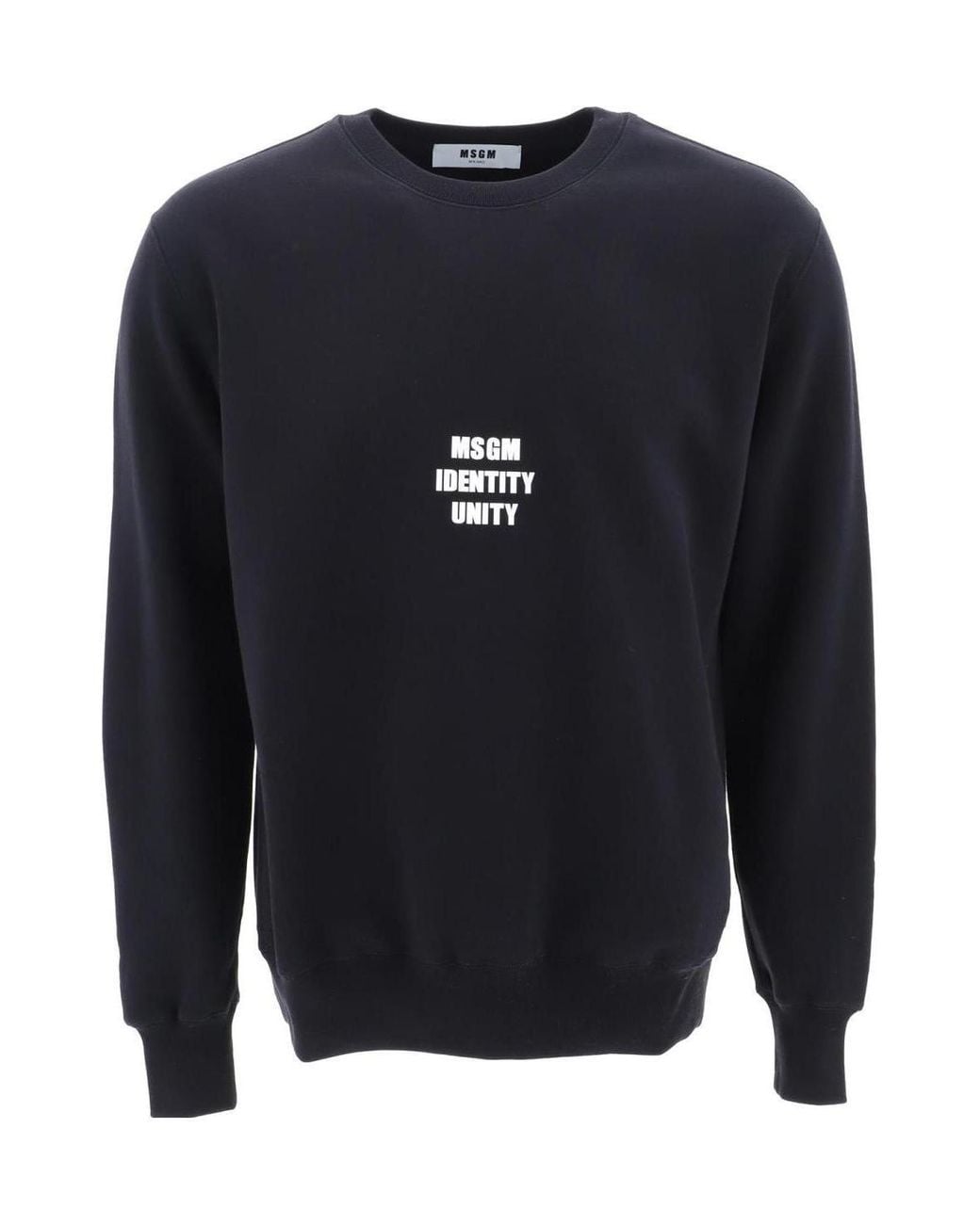 MSGM Blue Slogan Printed Cotton Pullover for men