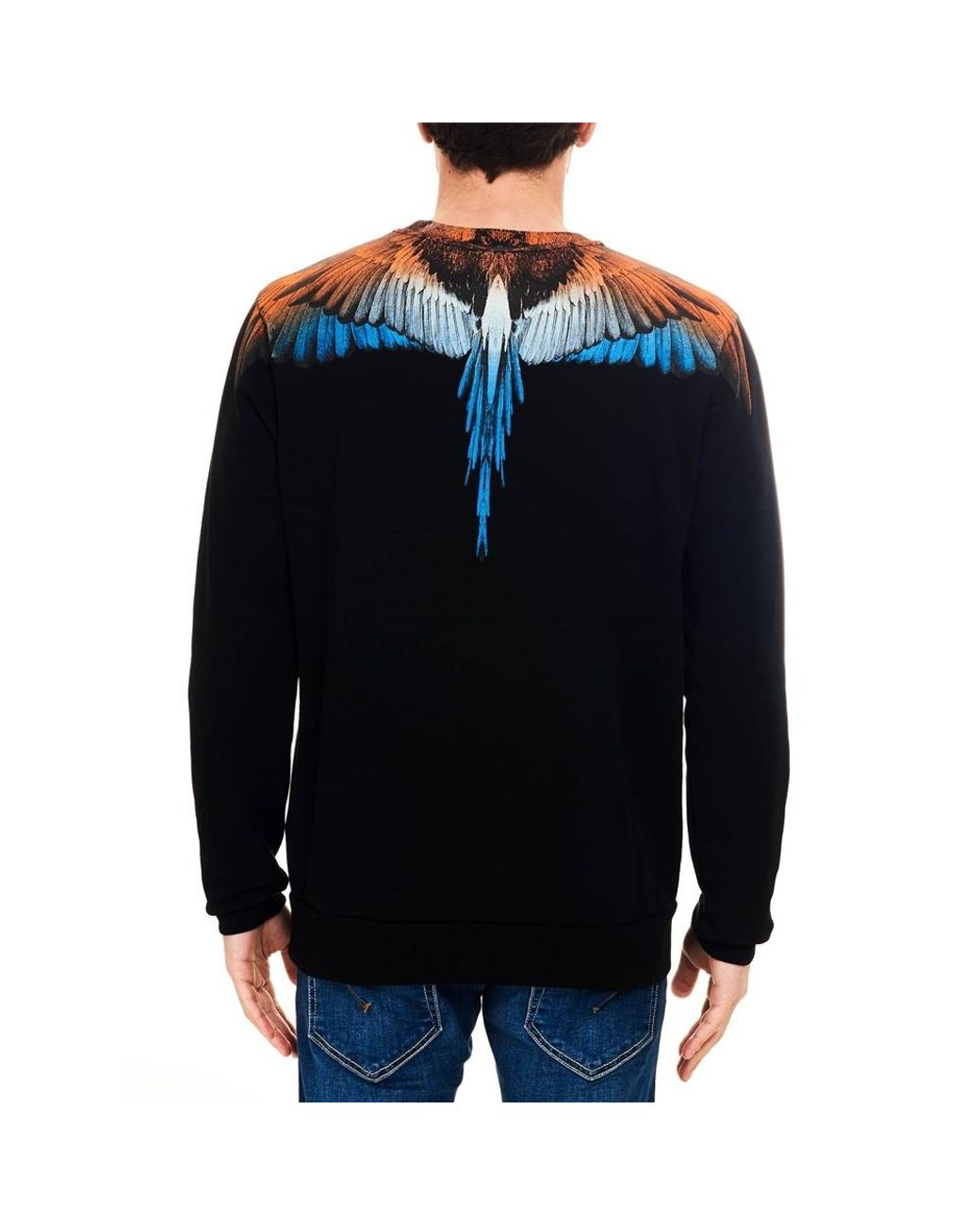 Marcelo Burlon Black Wings Print Crew Neck Sweatshirt for men