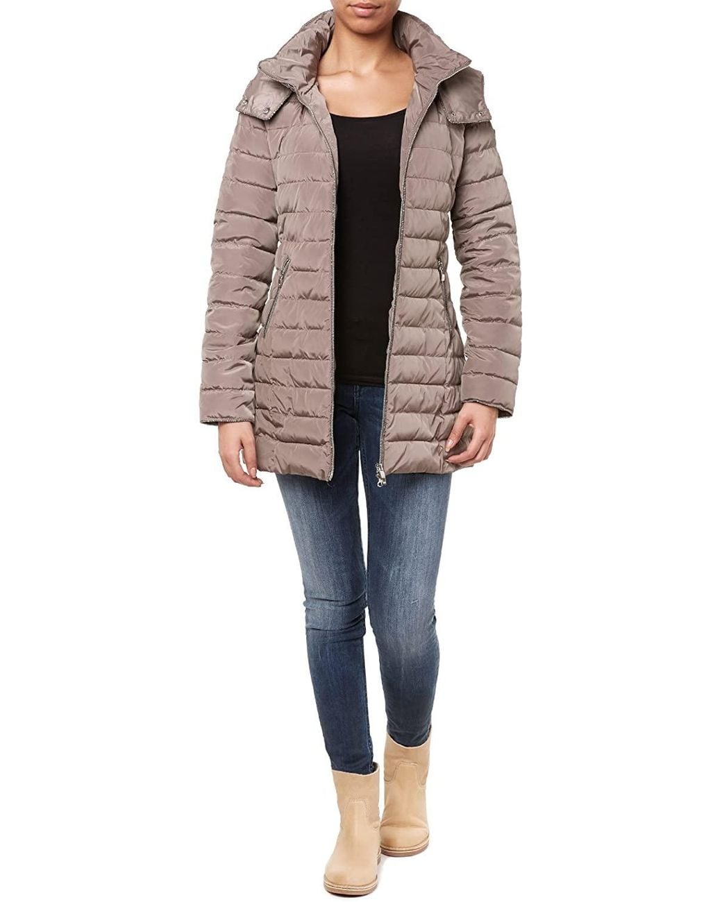 Armani Jeans Gray Logo Hooded Down Jacket