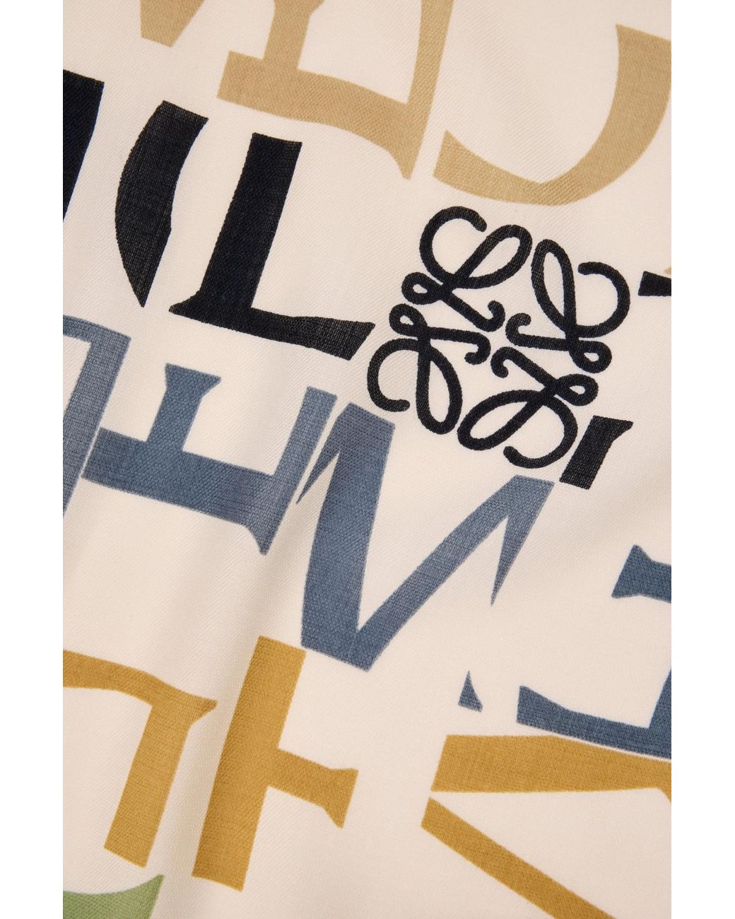 Loewe White Logo-Pattern Frayed Edge Scarf