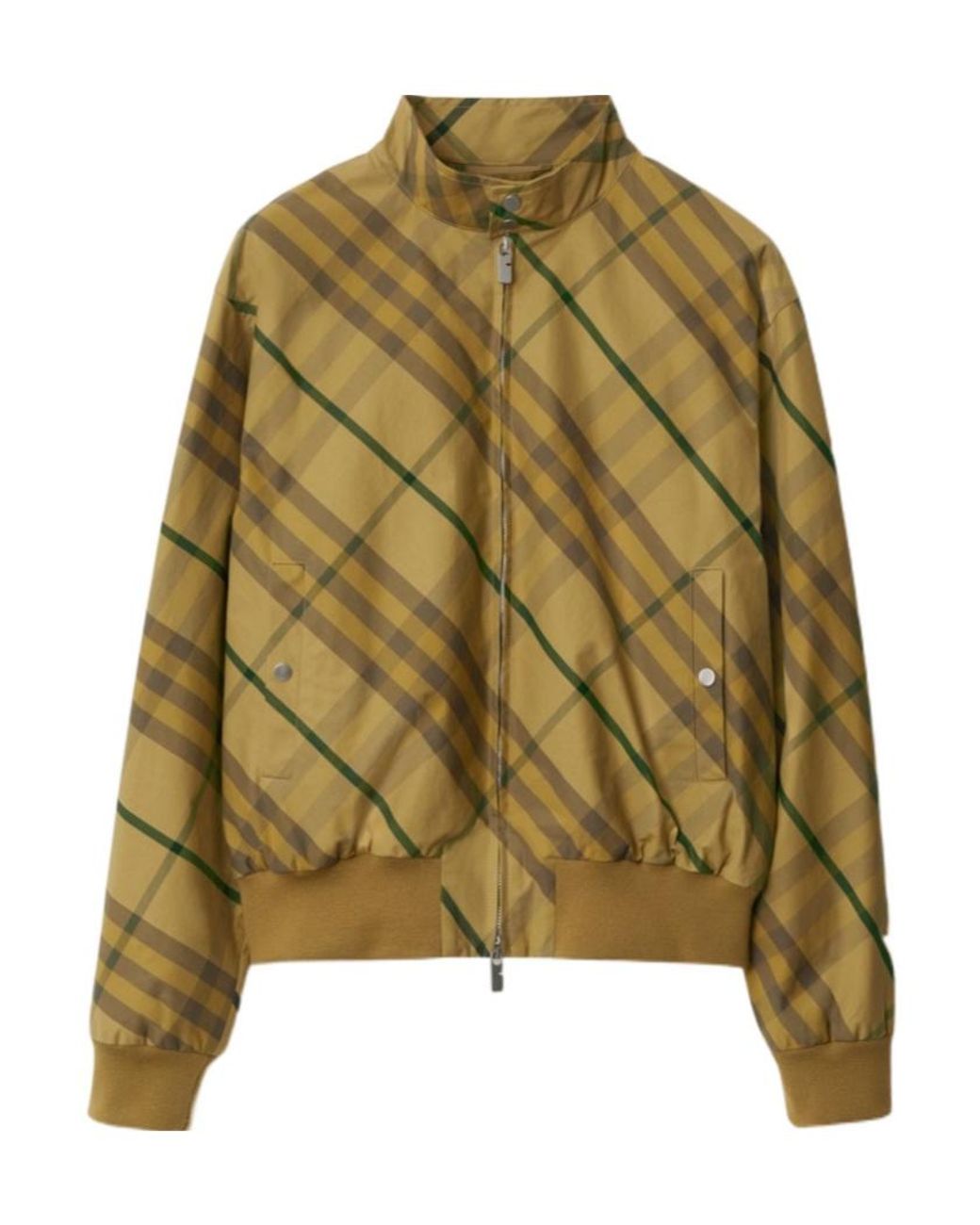 Burberry Green Check Printed Zipped Bomber Jacket for men