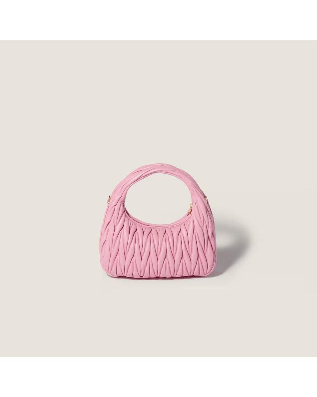 Miu Miu Pink Wander Matelassé Nappa Leather Hobo Bag