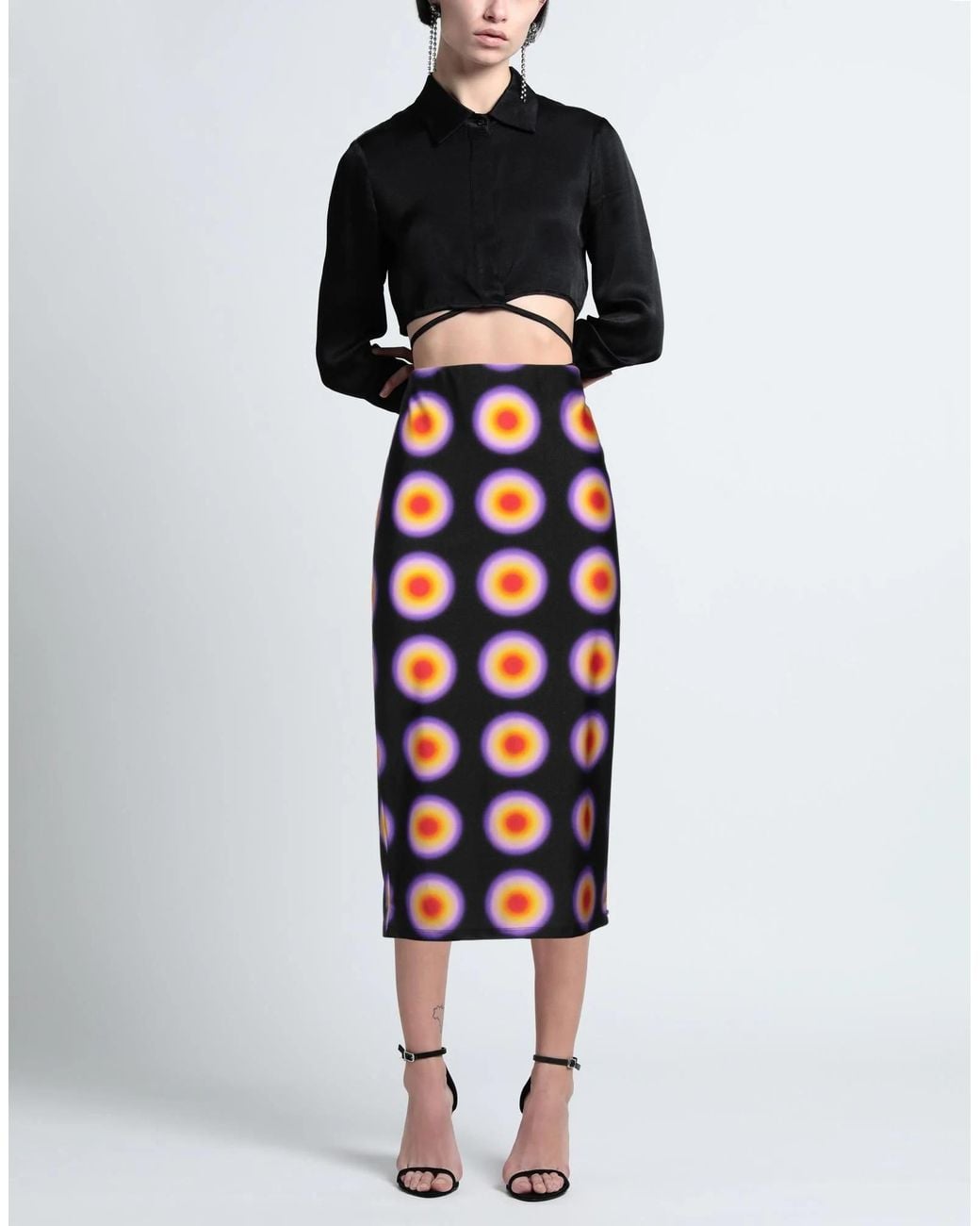 Sportmax Black Multi-Color Stretch Skirt