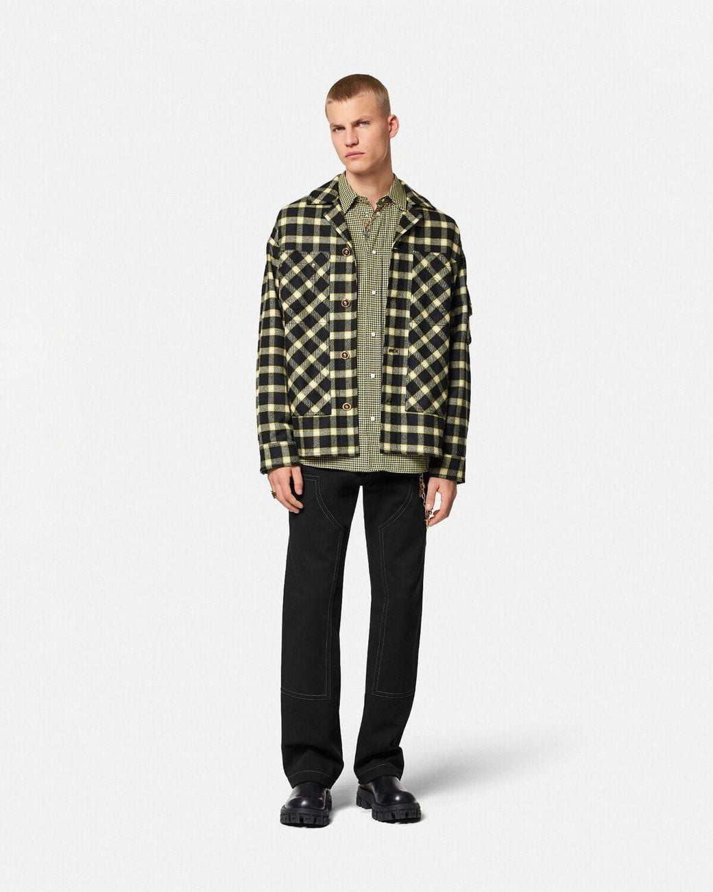 Versace Black Straight-Leg Cotton Trousers for men