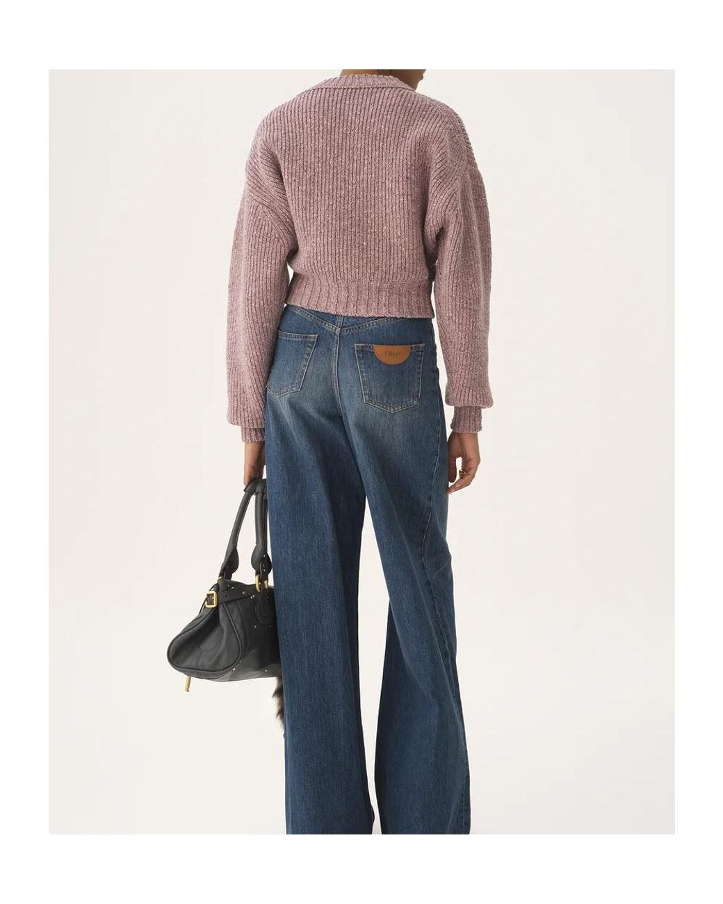 Chloé Purple Chloé Mock-Neck Cropped Knit Jumper