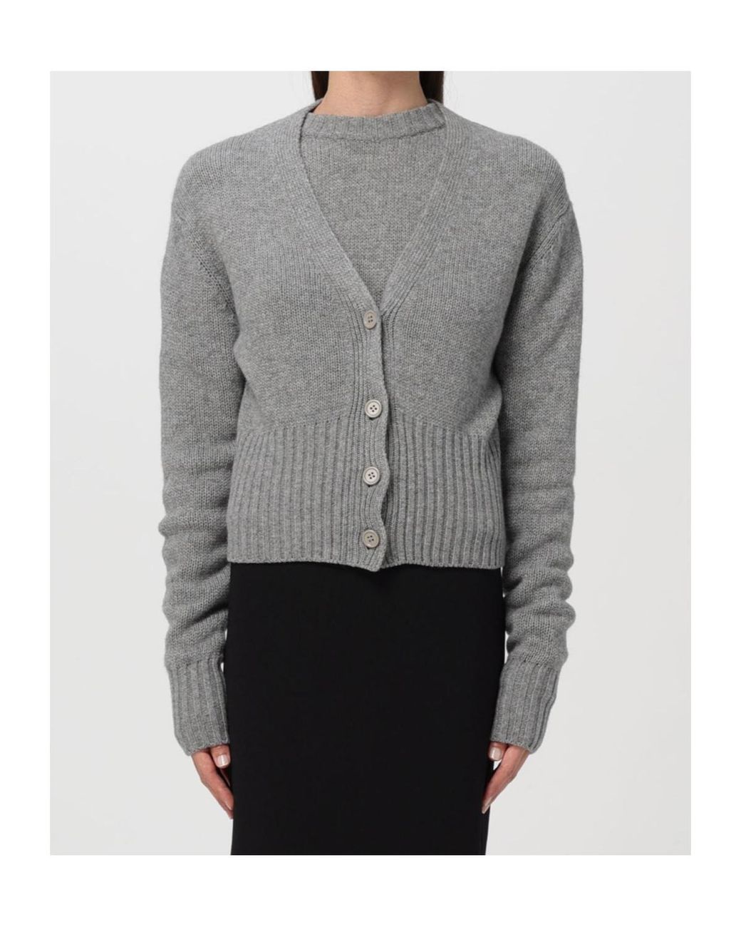 Fabiana Filippi Gray V-Neck Knitted Cardigan