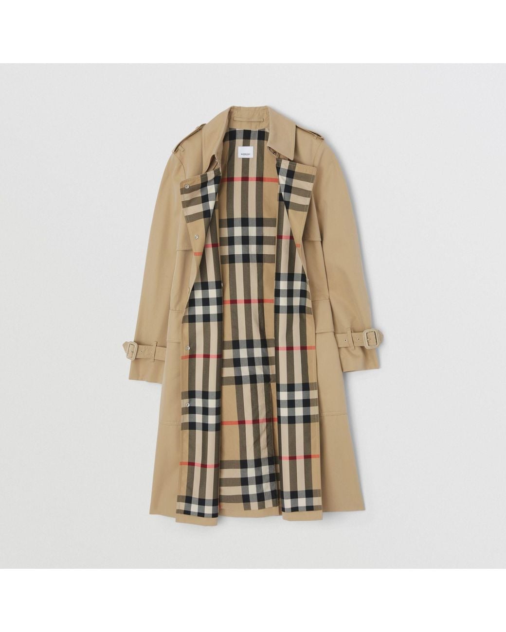 Burberry Natural Long Check Lapel Gabardine Trench Coat
