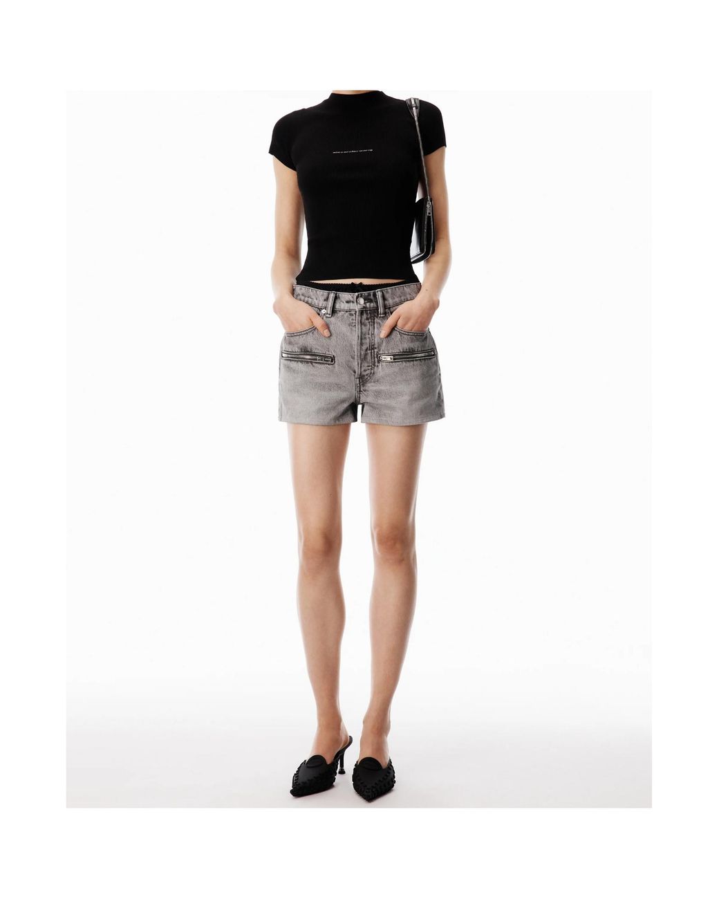 Alexander Wang Black Logo Ribbed Knitted Top