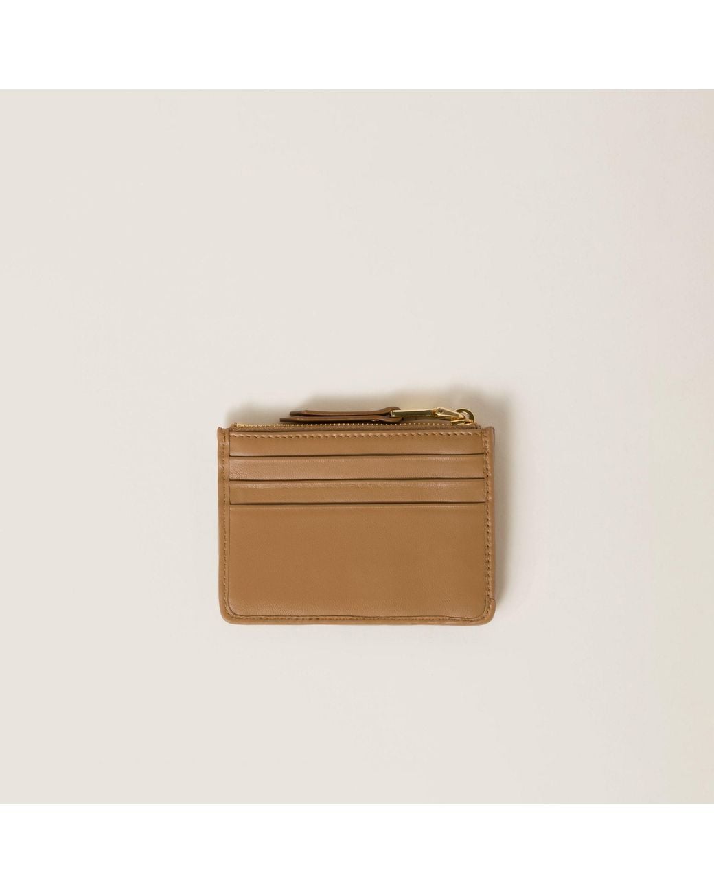 Miu Miu Brown Logo-Lettering Zipped Cardholder