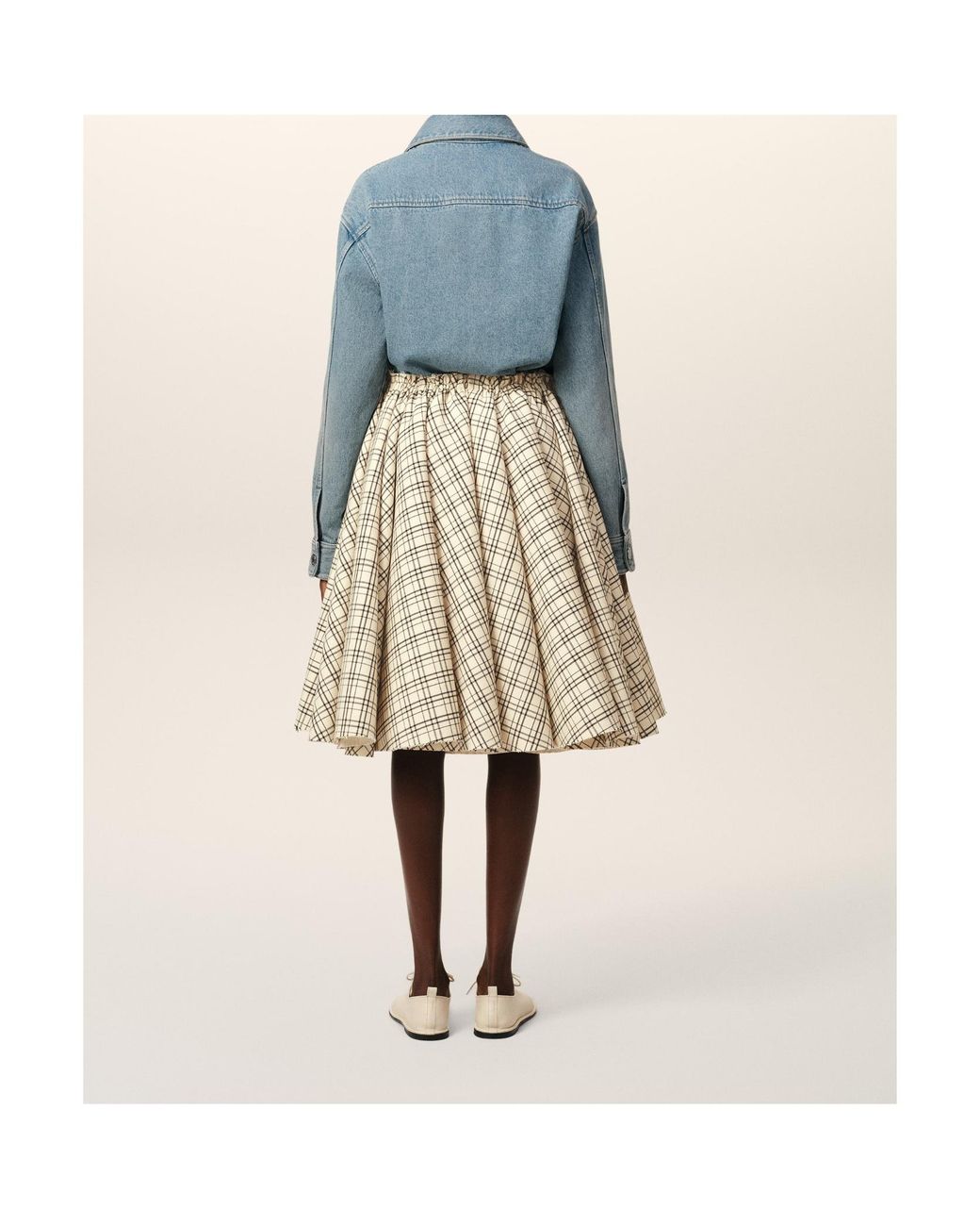 AMI Natural Checkered Skirt