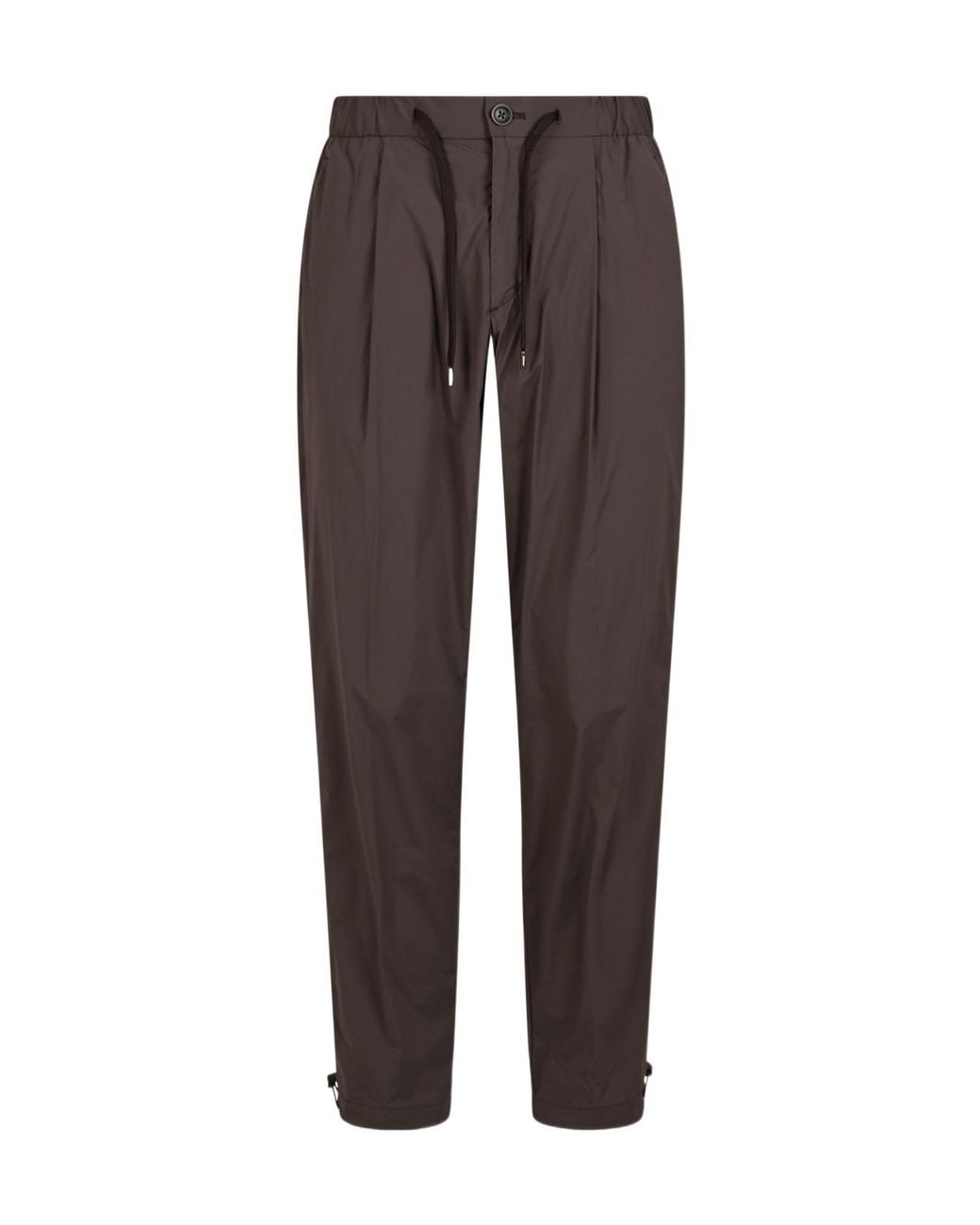 Herno Brown Mid-Rise Tapered Drawstring Trousers for men