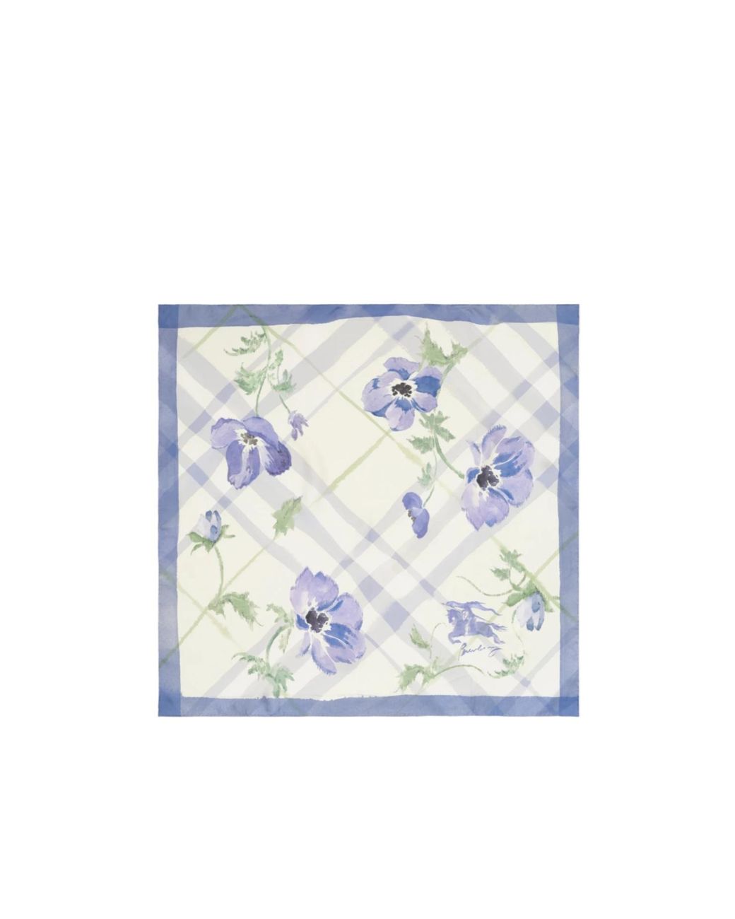 Burberry Blue Watercolour Check Silk Scarf