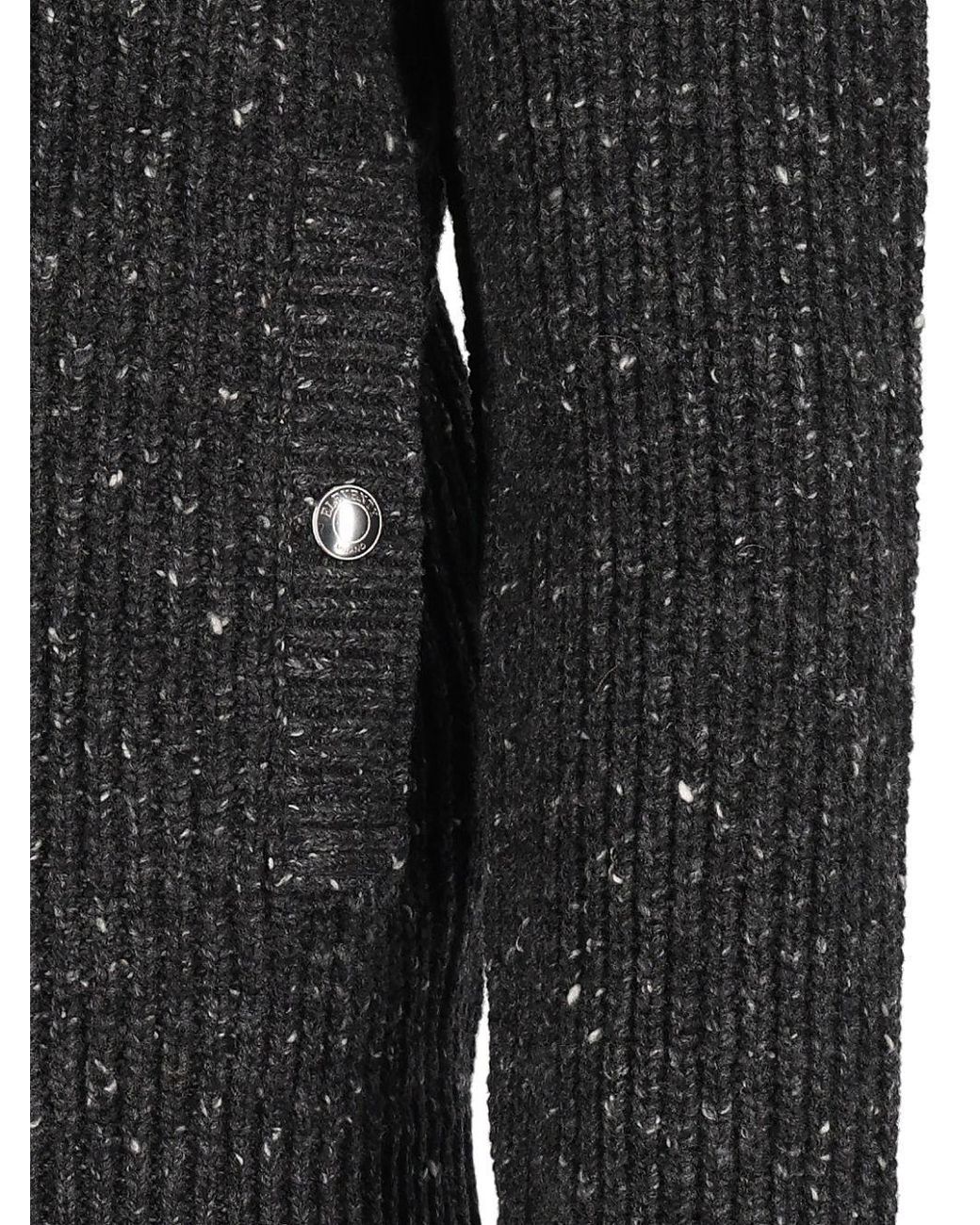Eleventy Black Textured Full-Zip Knitted Jacket for men