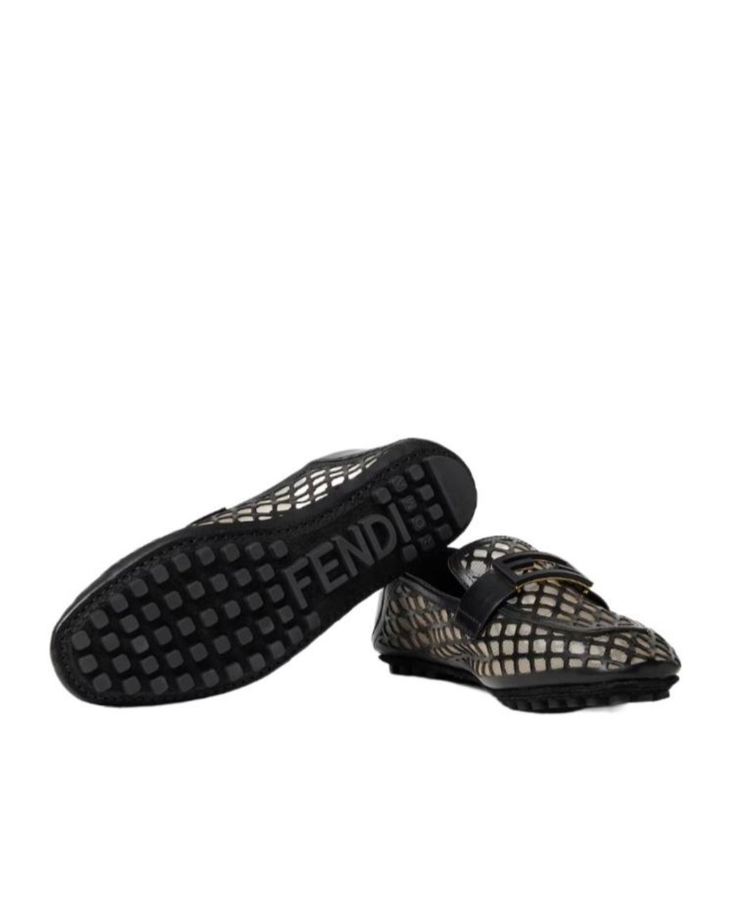 Fendi Black Tube Logo Flat Mules