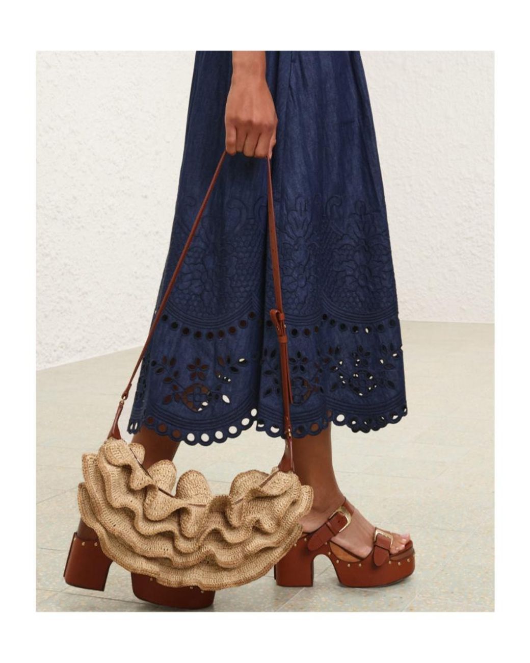 Zimmermann White Goldentime Ruffle Shoulder Bag