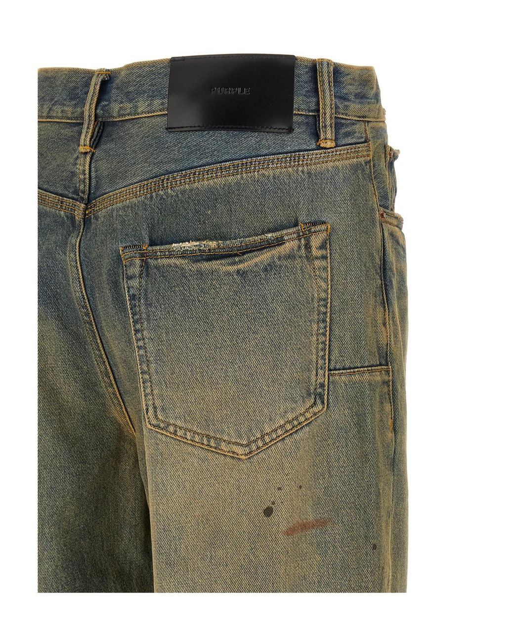 Purple Brand Green Dirty Oil Repair Straight Jeans for men